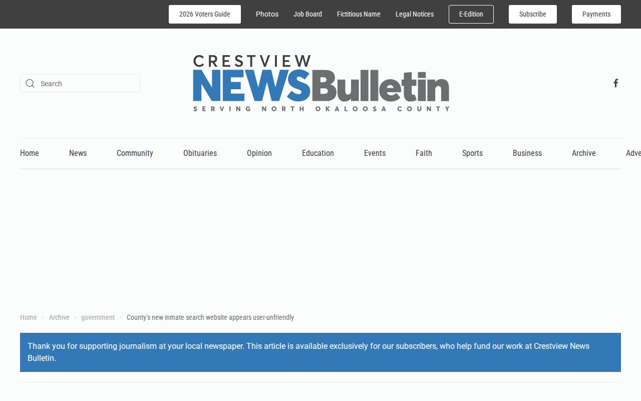 Report on the Okaloosa County recent arrests locator migration